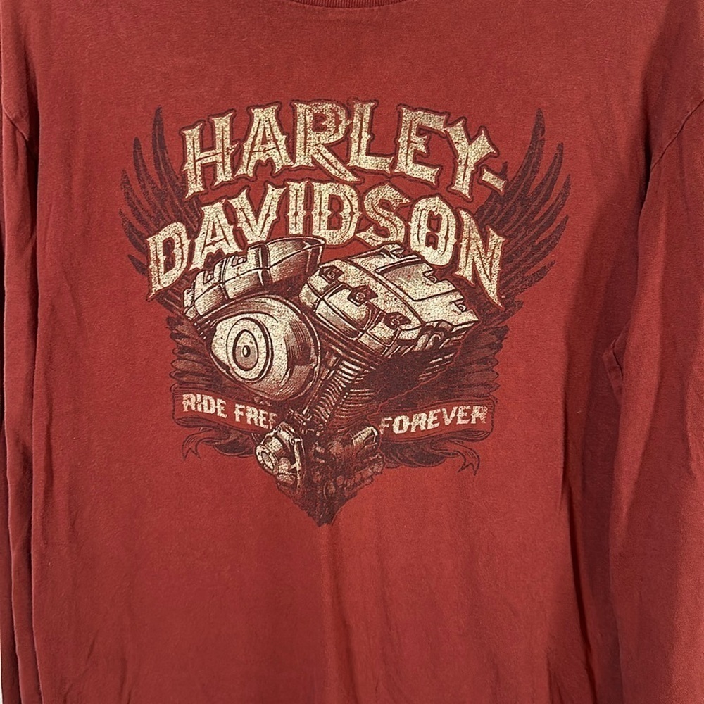 Harley Davidson Motor with Wings Graphic Tee Size Large